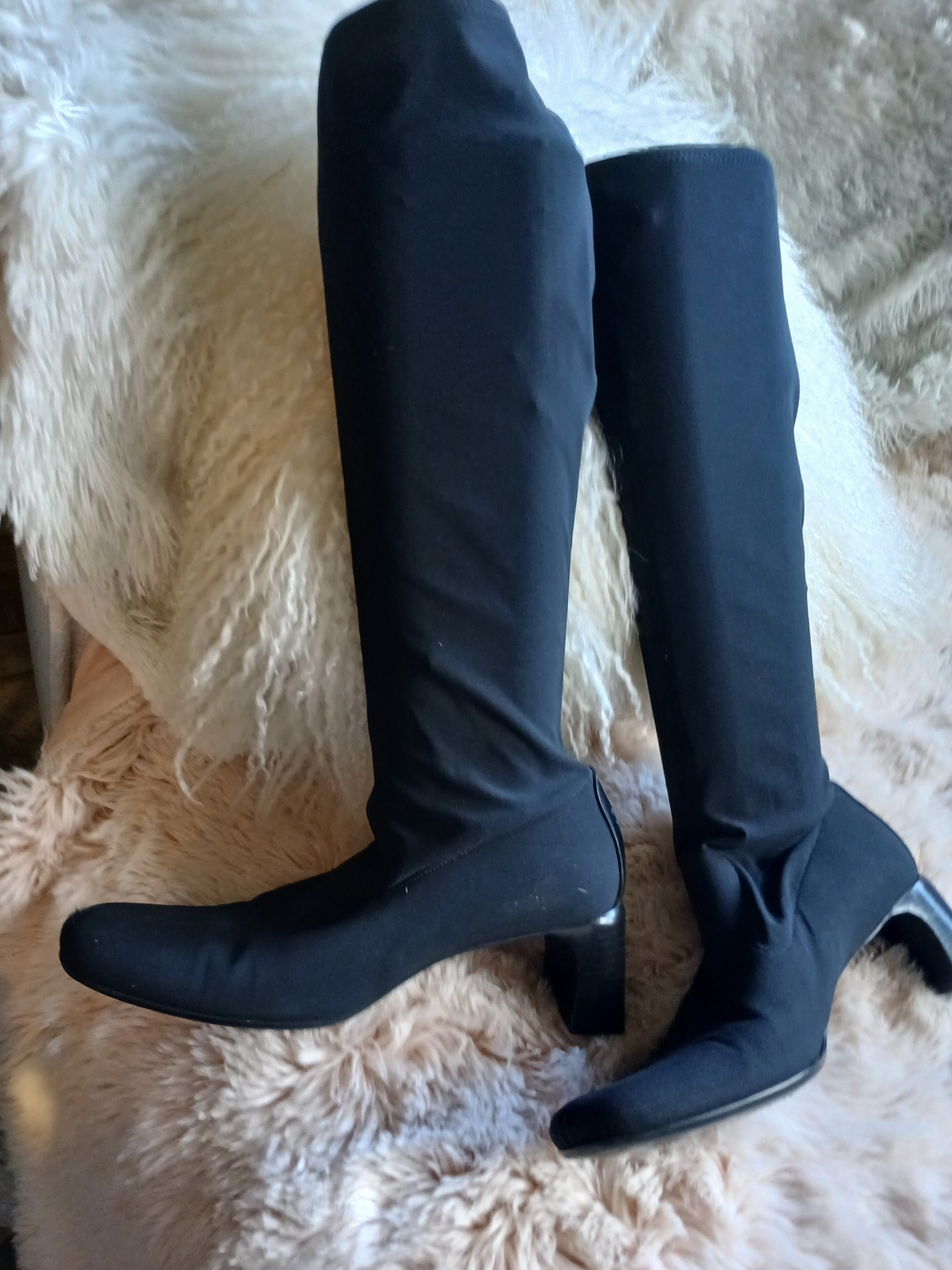 Gucci Black Stretch Over-the-Knee Block Heel Boots
